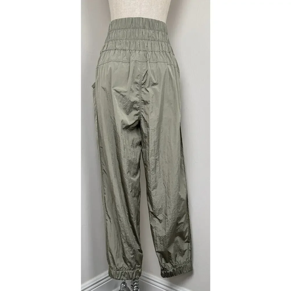 Free People FP Movement Olive Green Nylon Balloon Pants Jogger Women’s Large